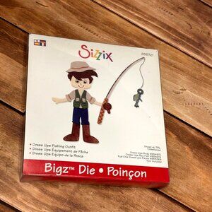 RARE HTF Sizzix Bigz Die 655721 Dress Ups FISHING OUTFIT POLE BOOTS VEST